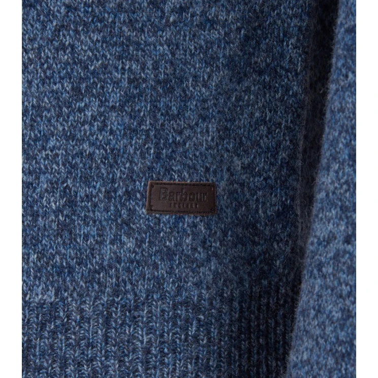 Barbour Lamswol Troye Trui | Blauw Melange | www.pietkoopmans.nl