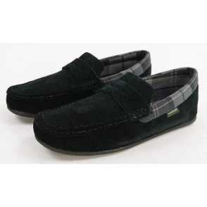 Barbour Luxe Pantoffel | Suede Zwart | www.pietkoopmans.nl