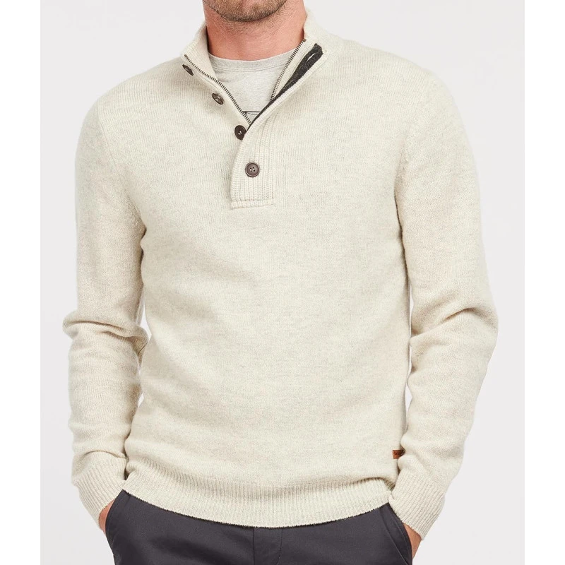 Barbour Lamswol Troye Trui | Stone | www.pietkoopmans.nl