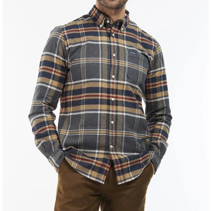 Barbour Overhemd Flanel Ronan | Grey Marl | www.pietkoopmans.nl