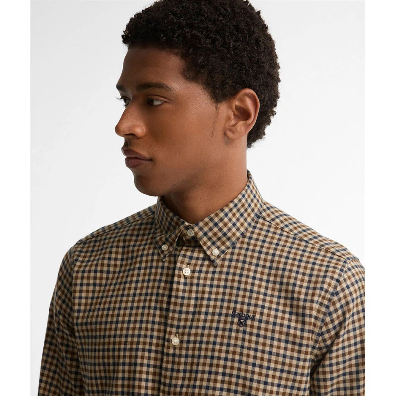 Barbour Overhemd Flanel Valley | Camel Blauw | www.pietkoopmans.nl