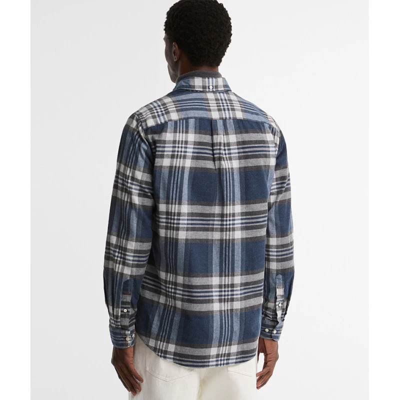 Barbour Overhemd Flanel Dovedale | Jeansblauw Geblokt | www.pietkoopmans.nl