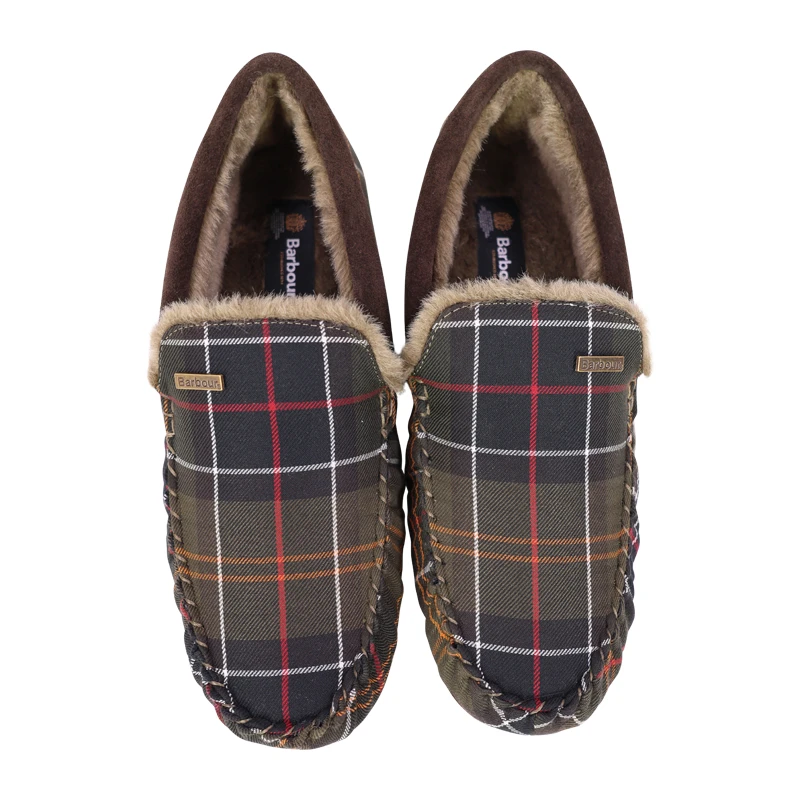 Barbour Luxe Pantoffel Monty | Green Tartan | www.pietkoopmans.nl