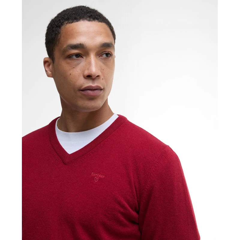 Barbour Knit Essential  V-hals | Rood | www.pietkoopmans.nl