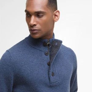 Barbour Lamswol Troye Trui | Denim Blauw