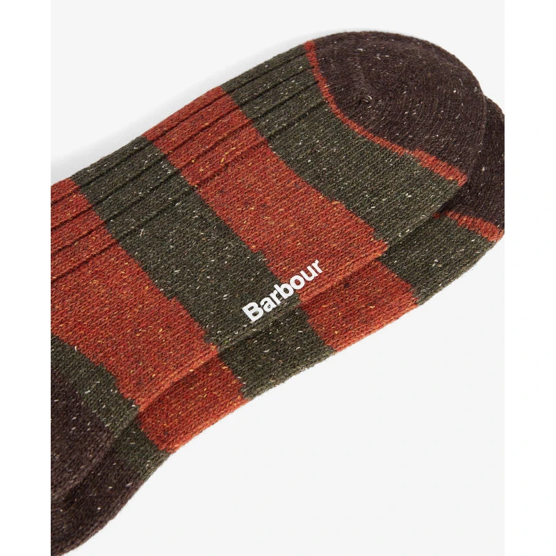 Barbour Houghton Sokken | Oranje Olijf Strepen | www.pietkoopmans.nl