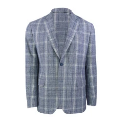 Bostonian Colbert Wol | Blauw Créme Geruit