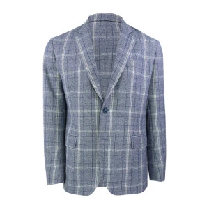 Bostonian Colbert Wol | Blauw Créme Geruit
