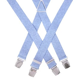 Bretels 4 Sterke Clips | Lichtblauw Visgraat