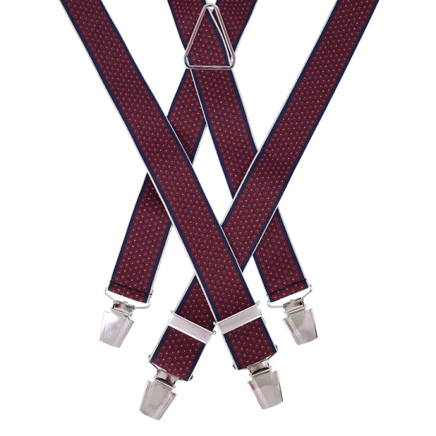 Bretels 4 Sterke Clips | Bordeaux Navy Print | www.pietkoopmans.nl