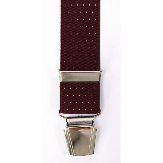 Bretels 4 Sterke Clips | Bordo Wit Gestipt | www.pietkoopmans.nl