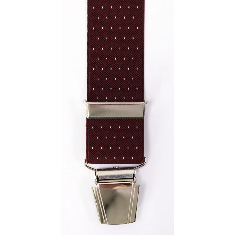 Bretels 4 Sterke Clips | Bordo Wit Gestipt | www.pietkoopmans.nl