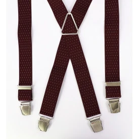 Bretels 4 Sterke Clips | Bordo Wit Gestipt