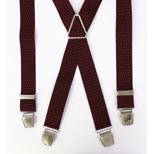 Bretels 4 Sterke Clips | Bordo Wit Gestipt