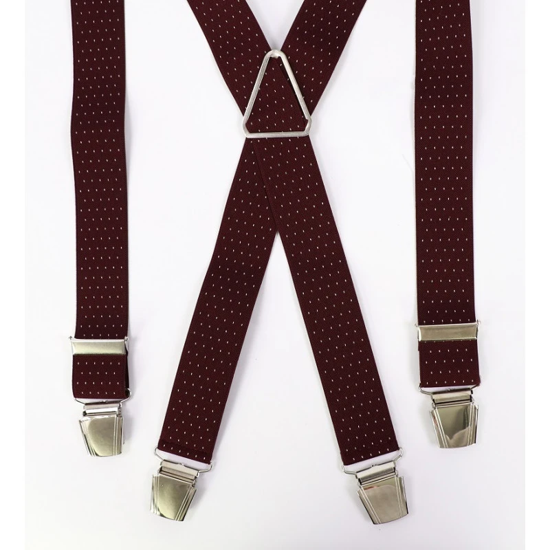 Bretels 4 Sterke Clips | Bordo Wit Gestipt | www.pietkoopmans.nl