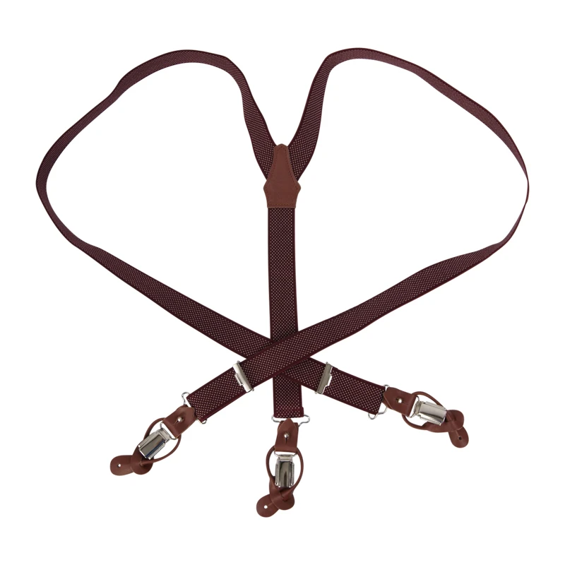 Bretels Cognac Leertjes Clips | Bordo Stip | www.pietkoopmans.nl