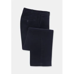 Katoenen Brede Rib Broek | Marine