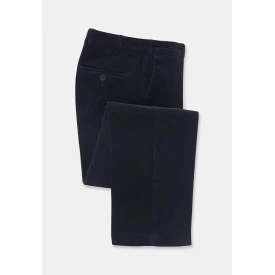 Katoenen Brede Rib Broek | Marine