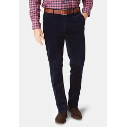 Katoenen Brede Rib Broek | Marine