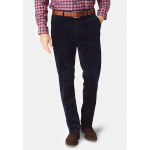 Katoenen Brede Rib Broek | Marine
