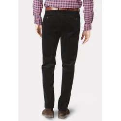 Katoenen Brede Rib Broek | Zwart