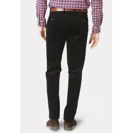 Katoenen Brede Rib Broek | Zwart