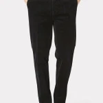 Katoenen Brede Rib Broek | Zwart 