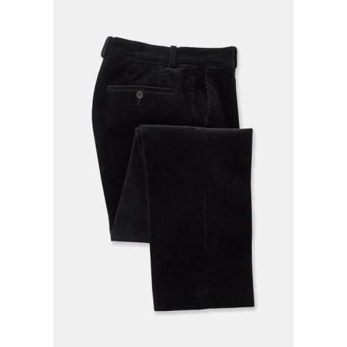 Katoenen Brede Rib Broek | Zwart 