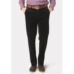 Katoenen Brede Rib Broek | Zwart