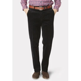 Katoenen Brede Rib Broek | Zwart