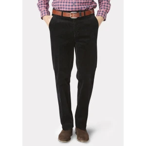 Katoenen Brede Rib Broek | Zwart