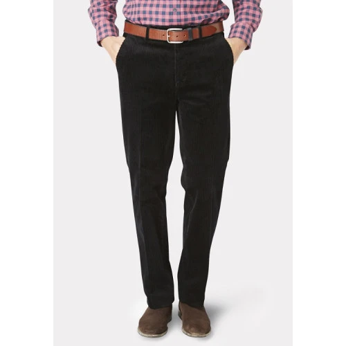 Katoenen Brede Rib Broek | Zwart 