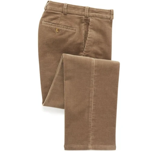 Katoenen Brede Rib Broek | Camel