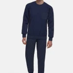 Bugatti Heren Pyjama | Marine Geprinte Broek | www.pietkoopmans.nl