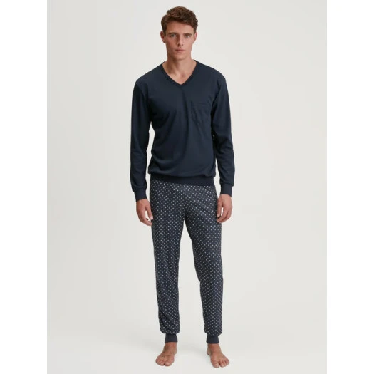 Götzburg Pyjama Tricot | Donkerblauw Gestreept | www.pietkoopmans.nl