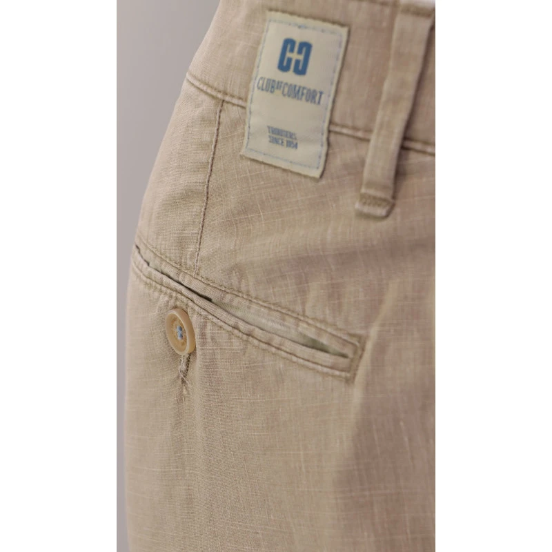 Club of Comfort Chino Broek | Linnen Beige | www.pietkoopmans.nl