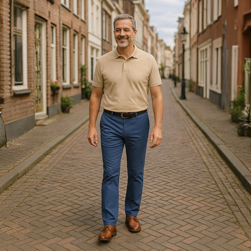 Club of Comfort Chino Broek | Indigo Print | www.pietkoopmans.nl