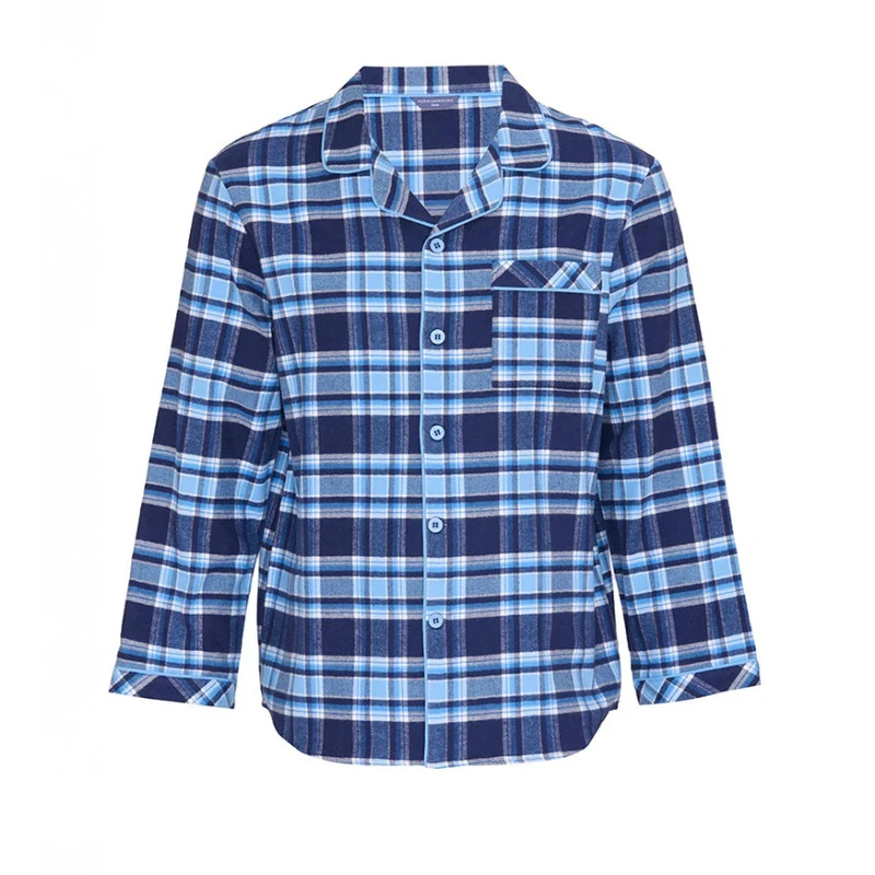 Cyberjammies Flanellen Pyjamajasje | Blauw Marine Geruit | www.pietkoopmans.nl