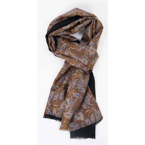 Dante Foulard Sjaal | Brons Blauw Paisley | www.pietkoopmans.nl