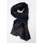 Foulard Zijde Wol Shawl | Bruin Blauw Retro Print | www.pietkoopmans.nl