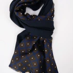 Foulard Zijde Wol Shawl | Bruin Blauw Retro Print | www.pietkoopmans.nl