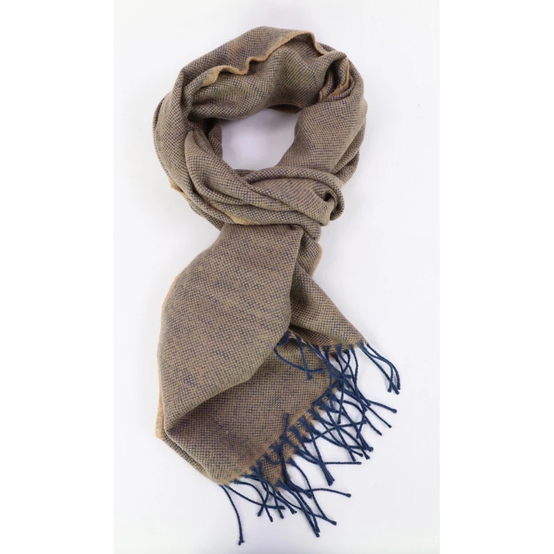 Dante Shawl Wol Geweven | Beige Blauw | www.pietkoopmans.nl