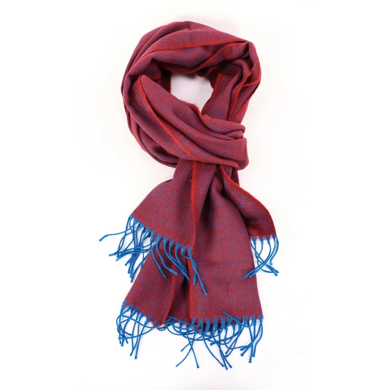 Dante Shawl Wol Geweven | Rood Kobalt | www.pietkoopmans.nl