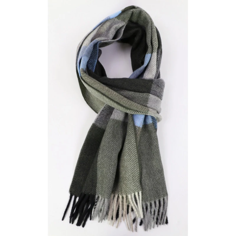 Dante Shawl Wol Kasjmier Geweven | Olijf Blauw | www.pietkoopmans.nl