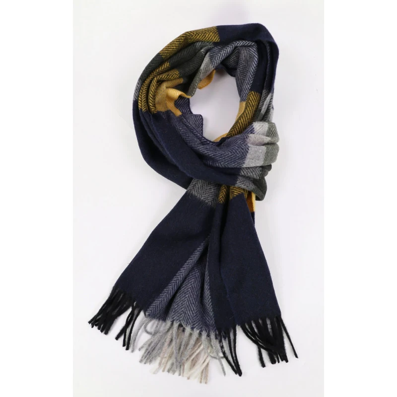 Dante Shawl Wol Kasjmier Geweven | Geel Marine | www.pietkoopmans.nl