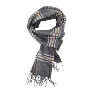 Dante Cashmere Wol Shawl  | Antraciet Cognac Geruit