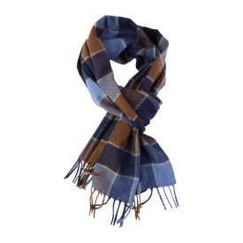 Dante Cashmere Wol Shawl  | Lichtblauw Cognac