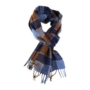 Dante Cashmere Wol Shawl  | Lichtblauw Cognac