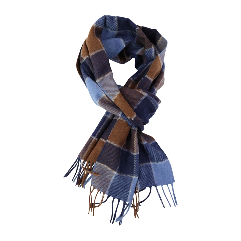 Dante Cashmere Wol Shawl  | Lichtblauw Cognac | www.pietkoopmans.nl