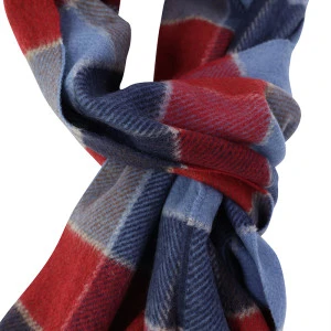 Dante Cashmere Wol Shawl  | Bordo Rafblauw geblokt